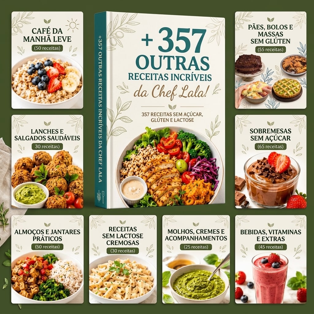Mosaico com prévia das 357 receitas extras da Chef Michelle